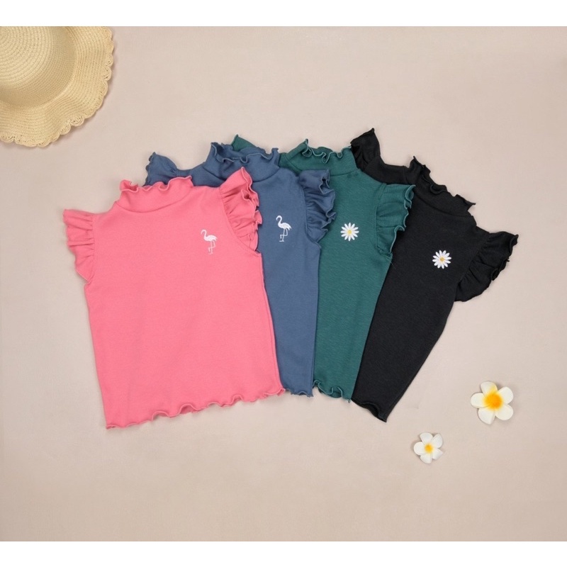 Rib Top Daisy 6bln-5thn / Kaos Atasan Pendek Anak Turtleneck