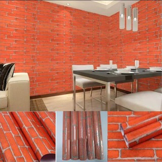 Wallpaper dinding murah dekor ruangan kamar  batu bata merah oren  bagus minimalis  elegan terlaris 
