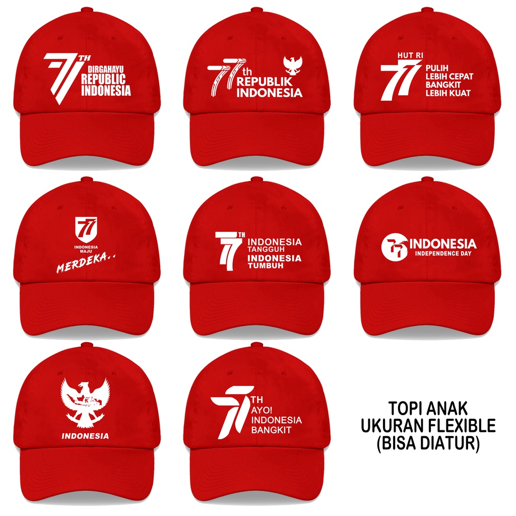 Jual Topi Baseball Anak MERAH PUTIH HUT RI Couple 17 topi Agustusan ...