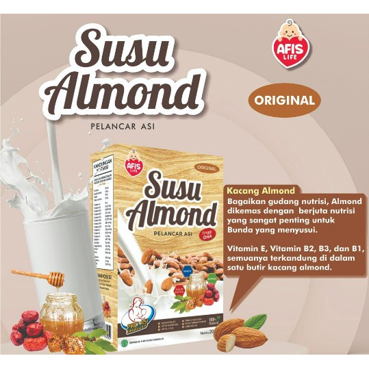 BELI 2 FREE Afis 60Gr AFIS SUSU ALMOND PELANCAR ASI BOOSTER ASI  Teh Pelancar Asi  Halal Afislife Kacang Almon Daun Katuk Madu 200 gr Asi Booster Tinggi DHA