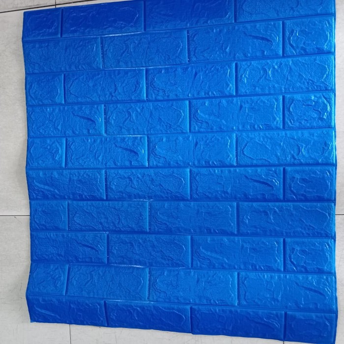 WALLPAPER FOAM 3D WARNA BIRU UKURAN 77 CM X 70 CM