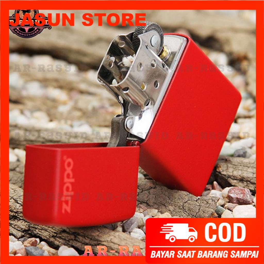 BISA COD! Korek Api Minyak Zippo Matte Red Merah Logo 233 ZL