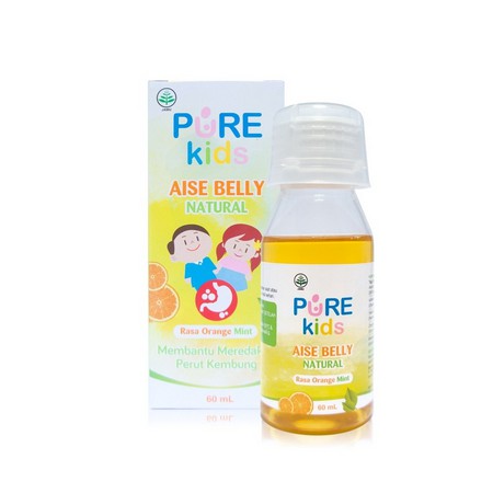 60 ml - PURE KIDS AISE BELLY NATURAL Sirup Pereda Perut Kembung Rasa Orange Mint ens