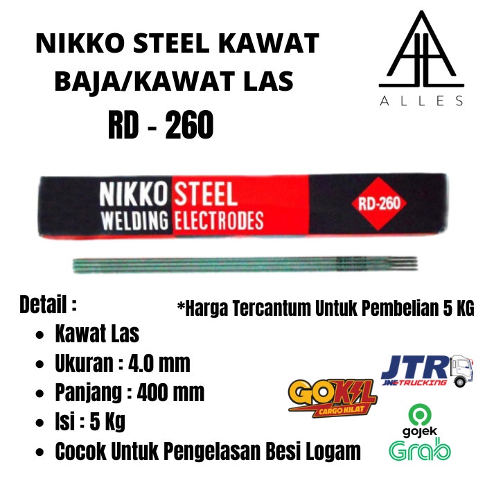 Kawat Las Nikko Steel Rd - 260/Kawat Las Listrik/Rd - 260 4.0 X 400 Mm Terbaru