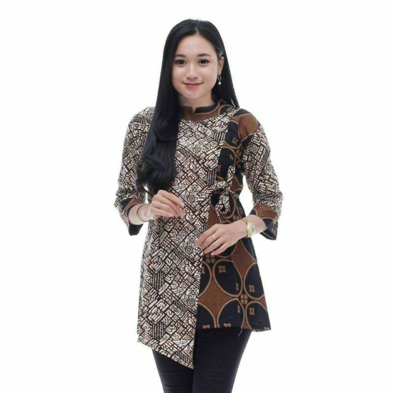 tey-17 Batik Wanita ASJ SA HRB026 Kenogo Kemeja Tosca Pendek Atasan Wanita-model 10