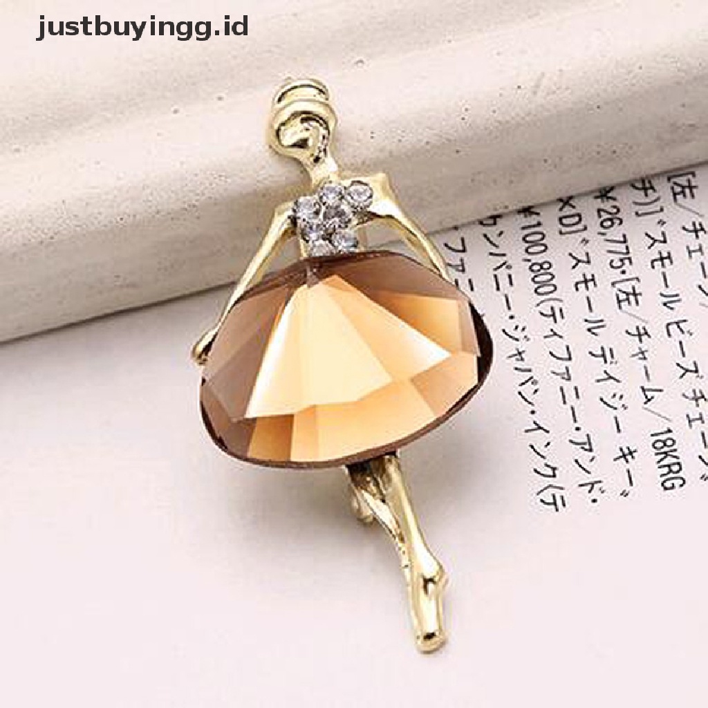 [justbuyingg.id] Fashion Princess Ballerina Brooch Pins Bling Crystal Brooches Ballet Girl Pins ID