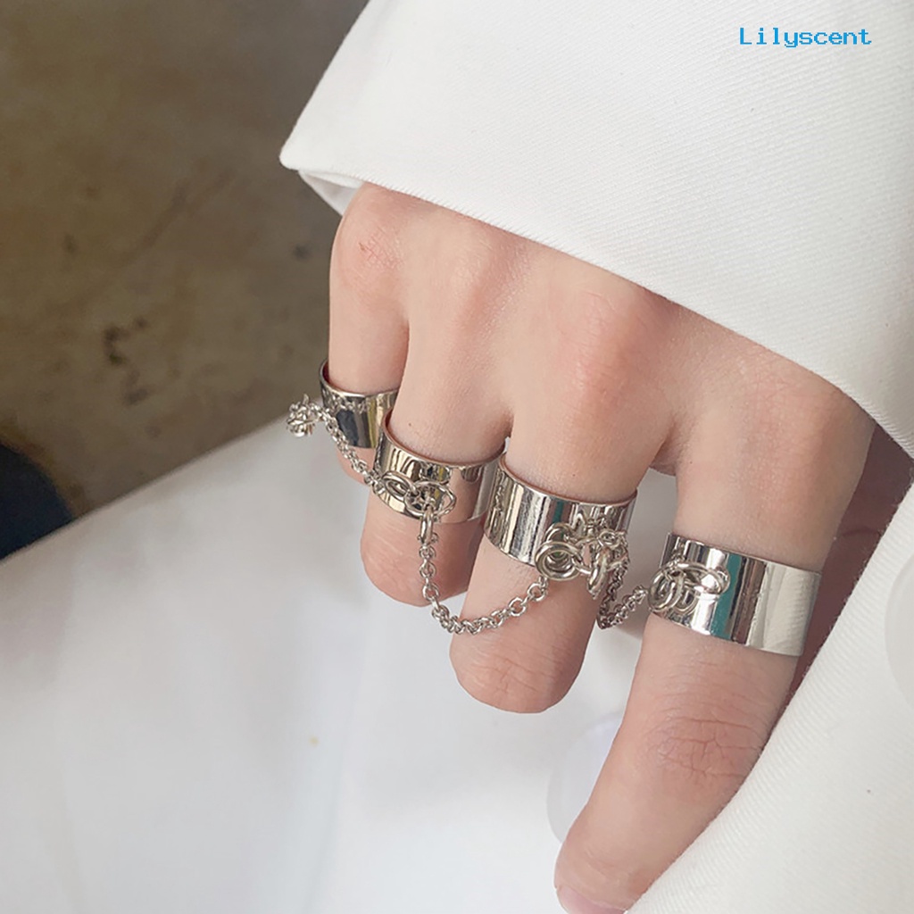 Ls Cincin Rantai Multilayer Adjustable Anti Karat Gaya Punk Hip Hop Untuk Pertunangan