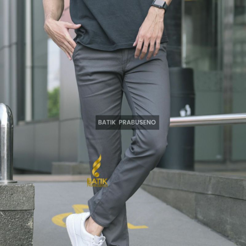 Celana Chinos Grey Panjang Pria Original Batik Prabuseno