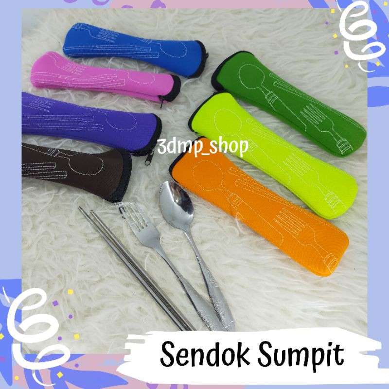 Sendok sumpit garpu set Korea sarung