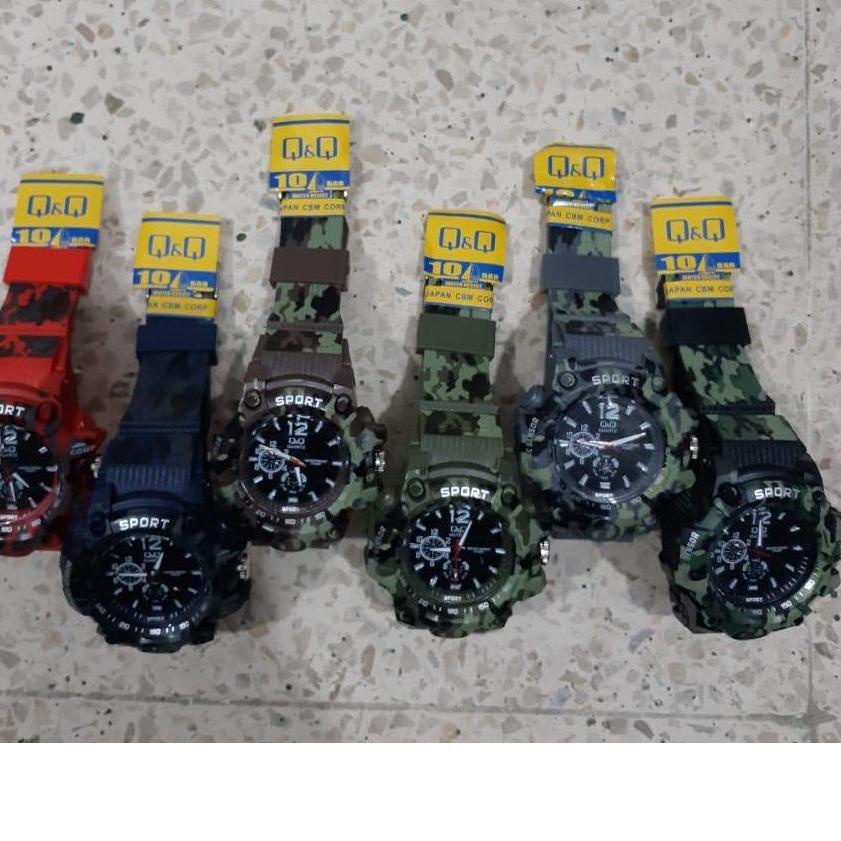 『8.8』 Jam tangan Pria sport Q&Q Loreng army tali rubber QQ army tali kwalitas bagus serbuuu 