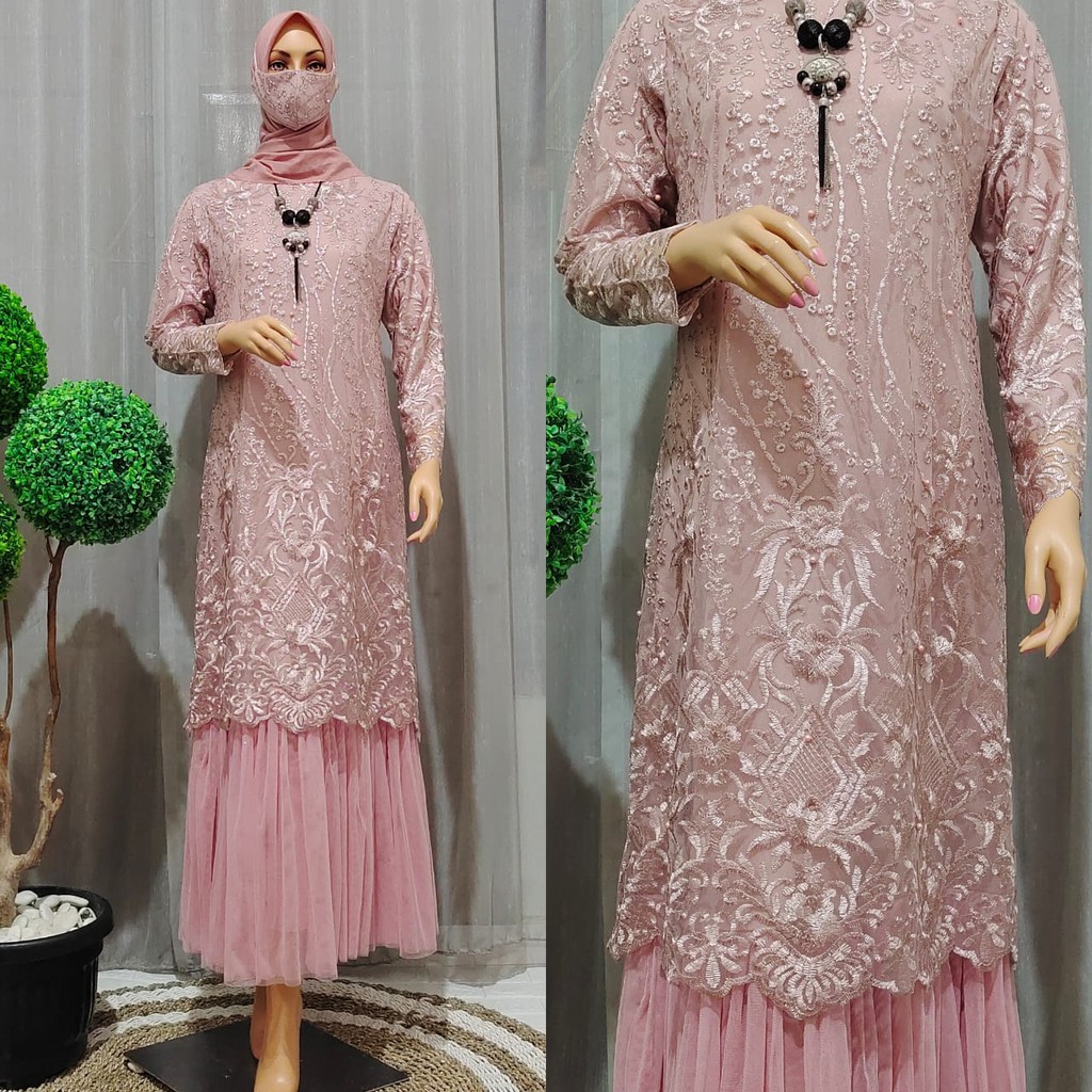 promo set tutu tunik tulle mutiara rania / set long dres tulle tutu rania