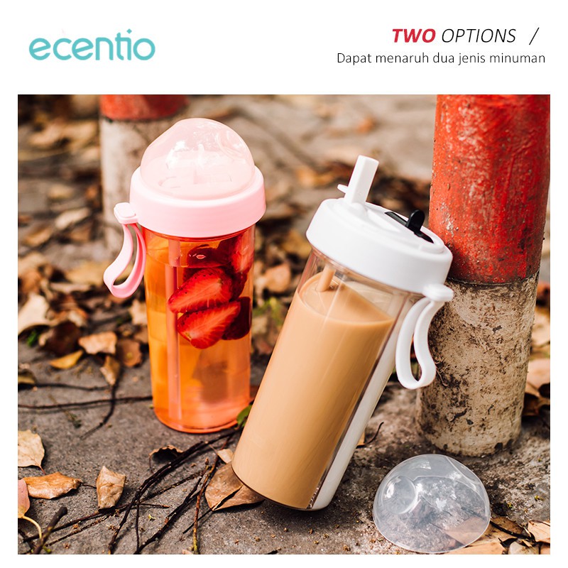 

Ecentio 1 Botol 2 Sedotan Cangkir pasangan / Botol Minum Pasangan/Bagilah botol air