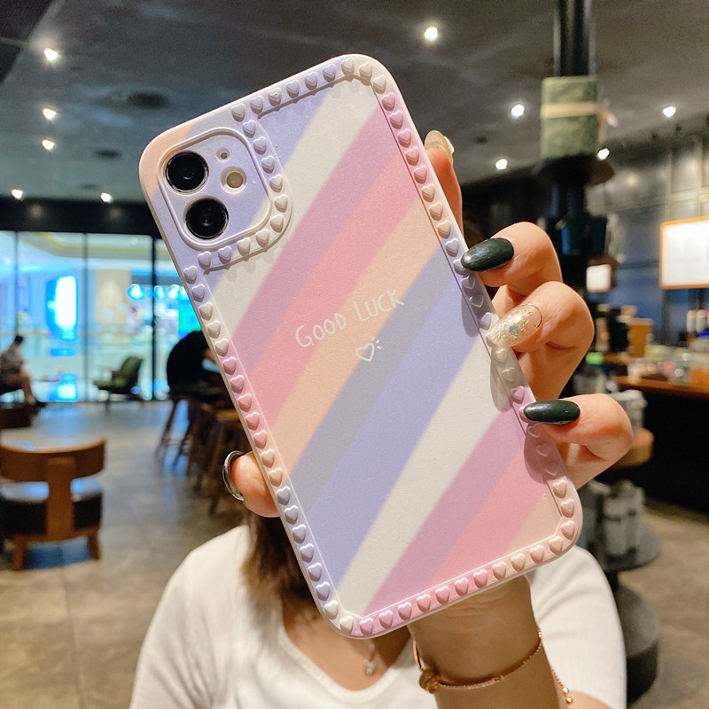 Good Luck！Rainbow Love Frame Soft Case HP iP iPhone 6 6S 7 8 + Plus X XR SE 2020 XS Max 11 12 mini Pro Max