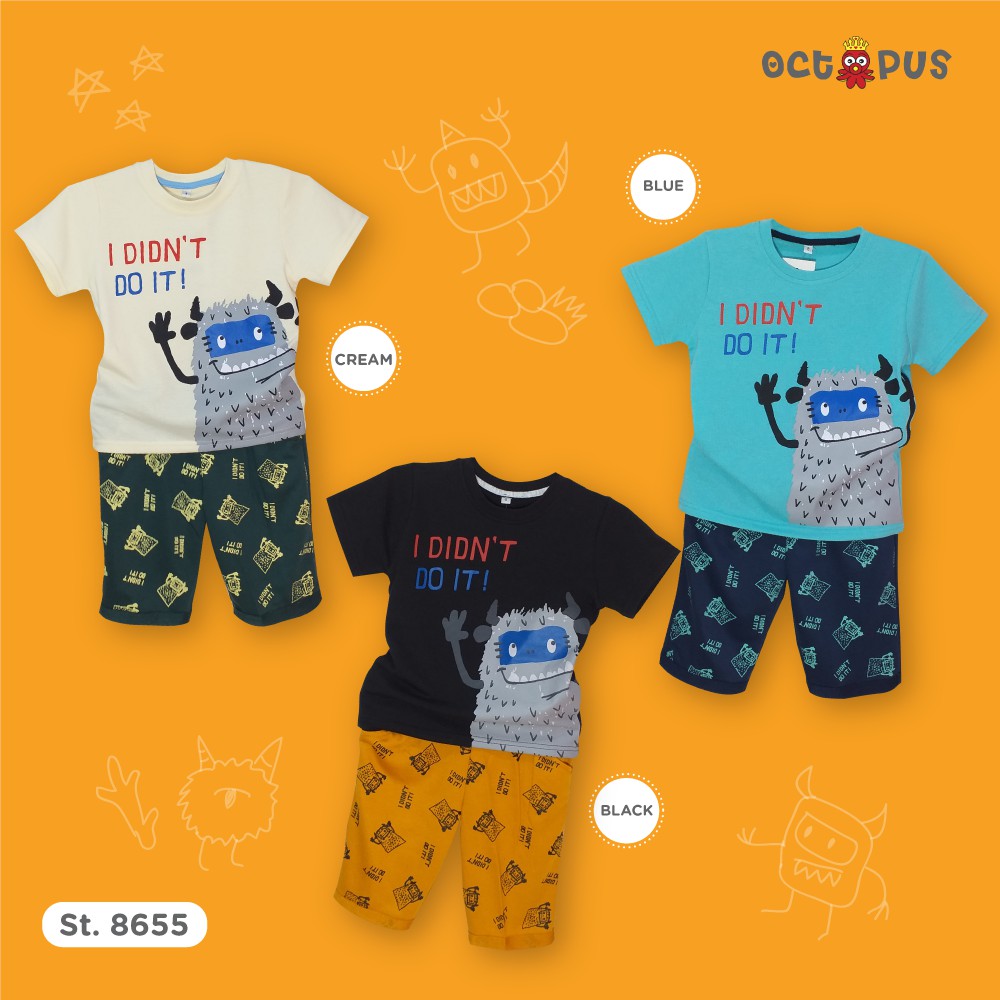 PROMO BUY 1 GET 1 FREE Setelan anak laki-laki 1-9 tahun Monster/baju anak satu set/ setelan anak lak