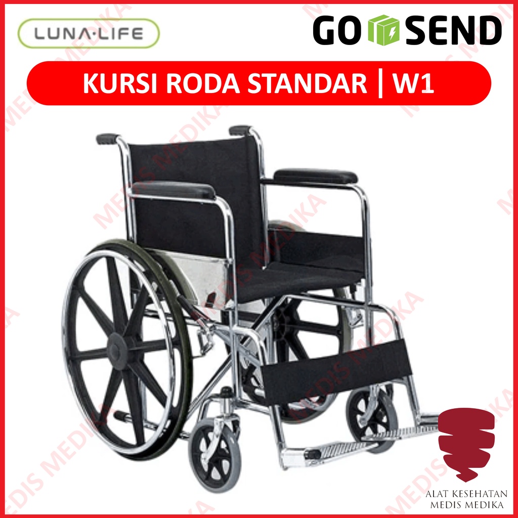 GOJEK ONLY Kursi Roda Standard Luna Life W1 Alat Bantu Jalan Gerak Wheel Chair