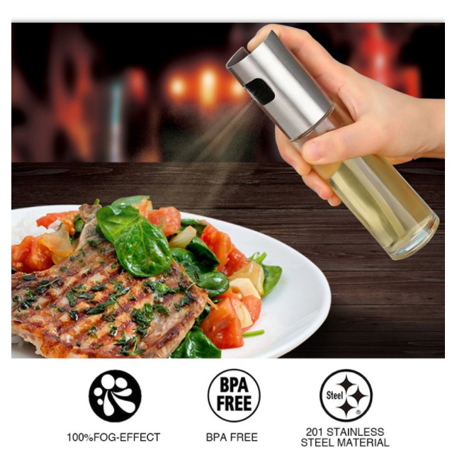 Aihogard Botol Minyak Spray Olive Oil BBQ Chinese Food 100ml - HEA-1075 - Silver