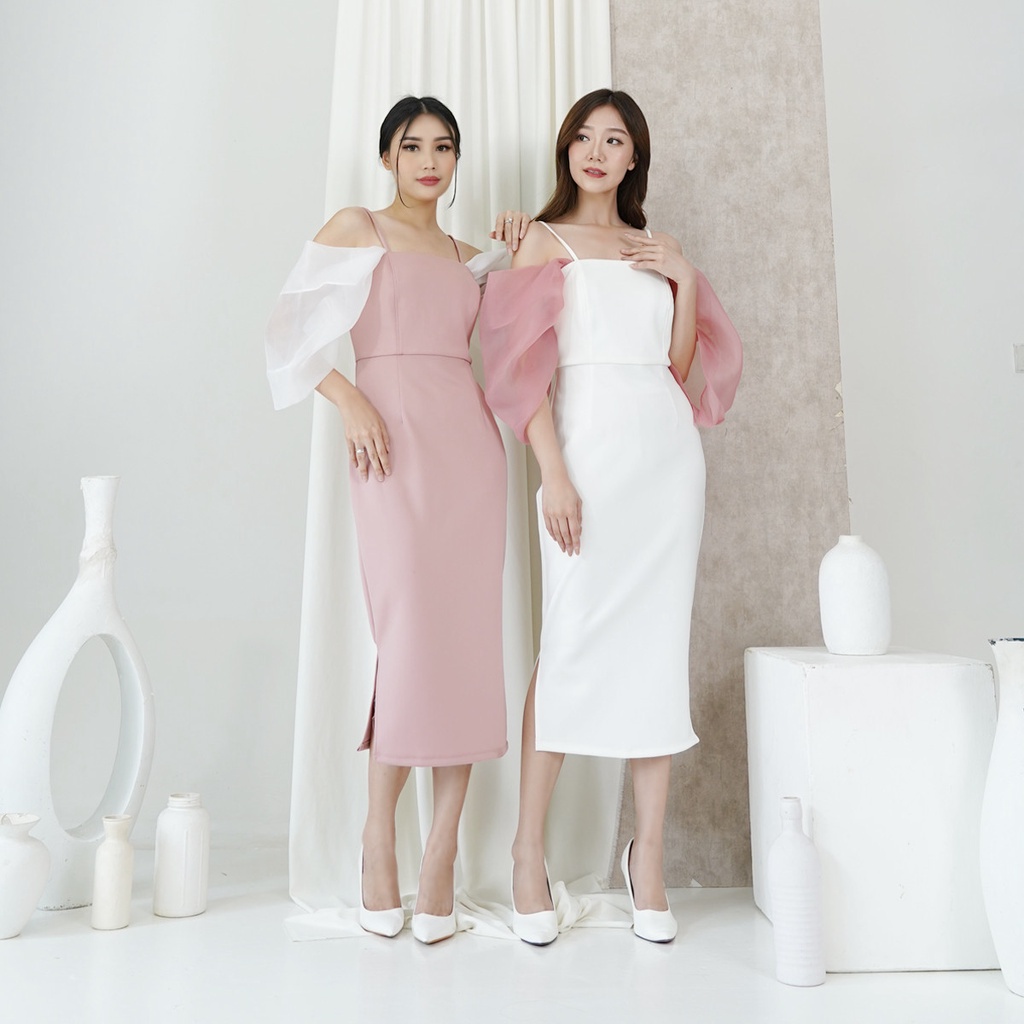 Dress Kombinasi Organza Candy Dres Wanita Casual Party