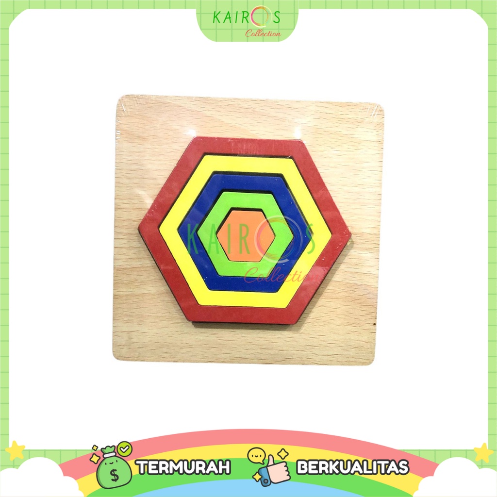 Geometric 3D Wooden Puzzle Mainan Edukasi Montessori Anak