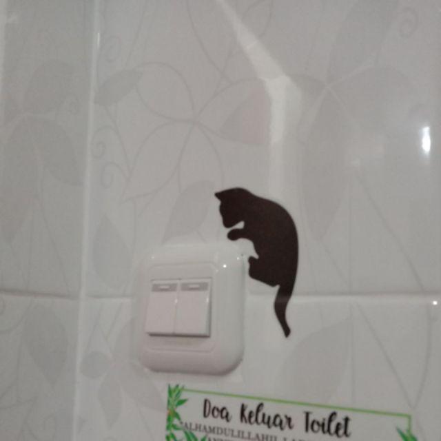 6x10cm Stiker Saklar Dinding Pvc Removable Gambar Kucing Hitam