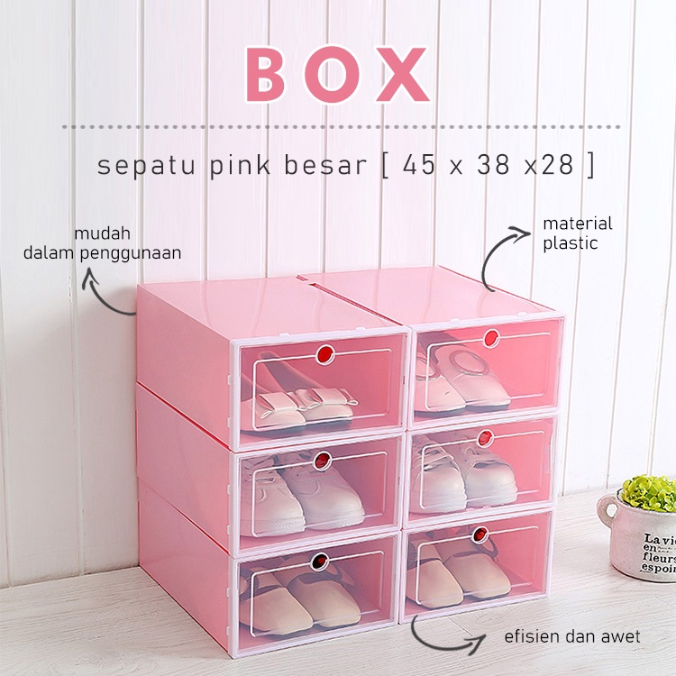 Box Kotak Sepatu Tempat Sepatu Transparan Susun Model Laci Plastik -Wonderdekorasi