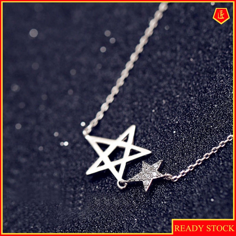 [Ready Stock]Diamond-Studded Stars Necklace Korean Simple Sweet