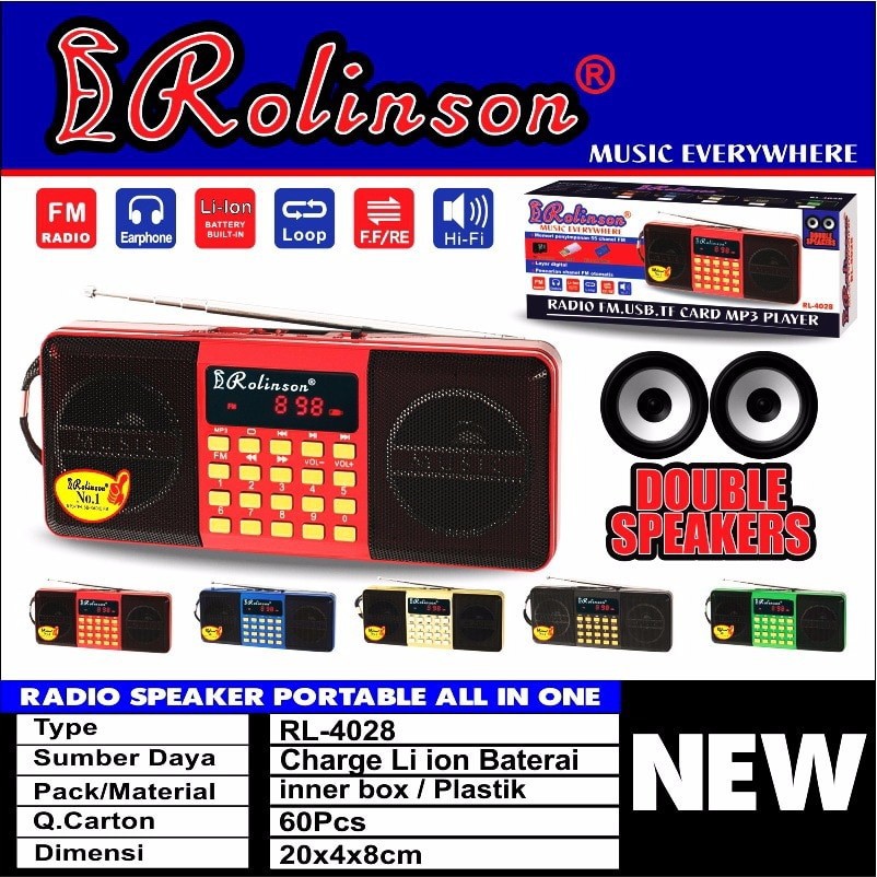 Radio USB Memory Rolinson RL-4028 Double Speaker