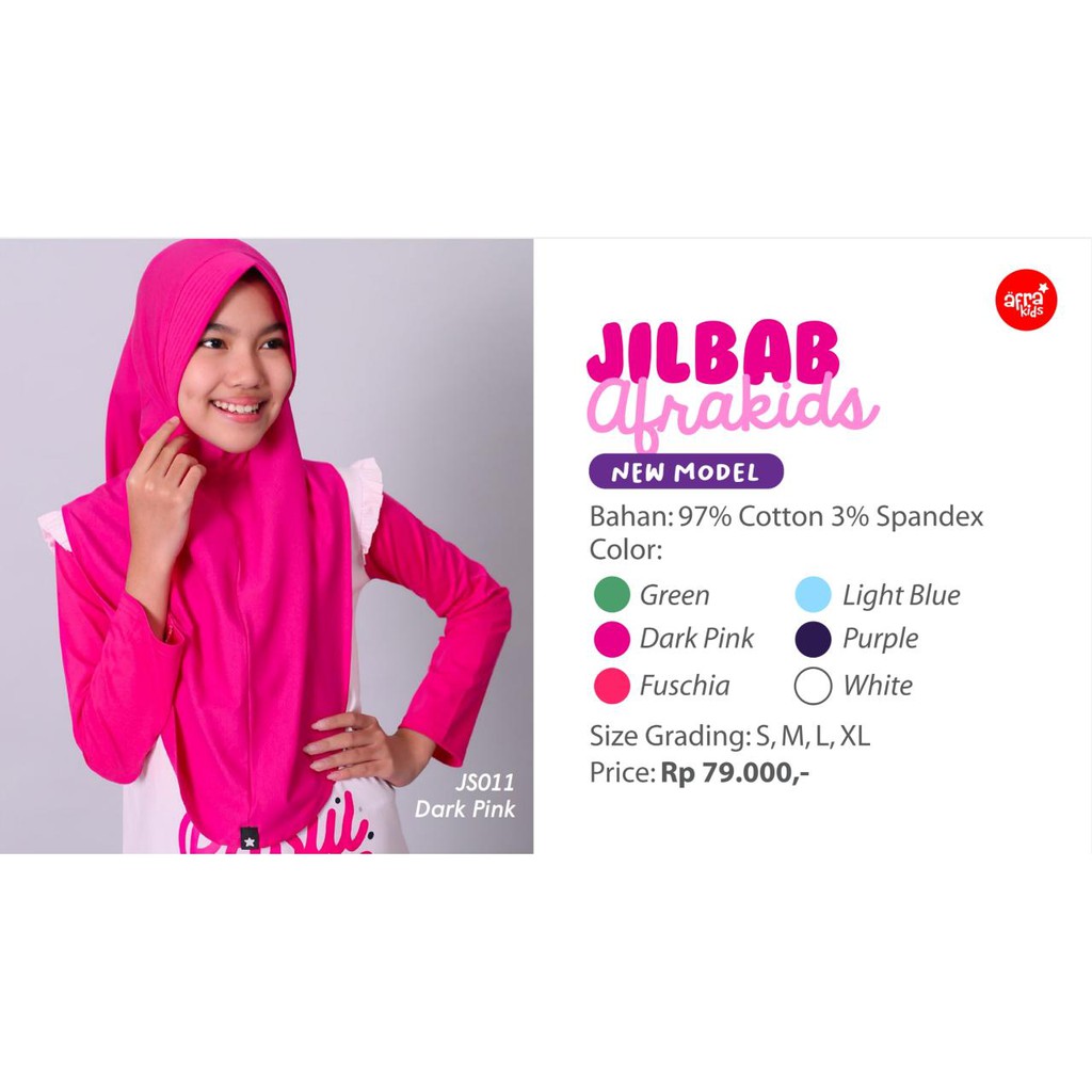 Jilbab Afrakids Pad  New Model, JS001, JS002, JS008, JS009, JS010, JS011