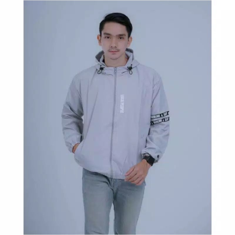 loca people jaket//jaket parasut pria dan wanita // ( double puring )-LOCA Abu muda