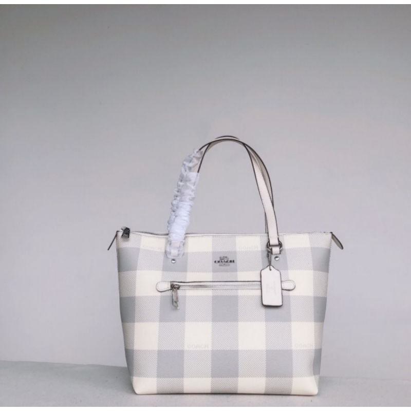 Coach Gallery Tote With Buffalo Plaid Print(C1773)