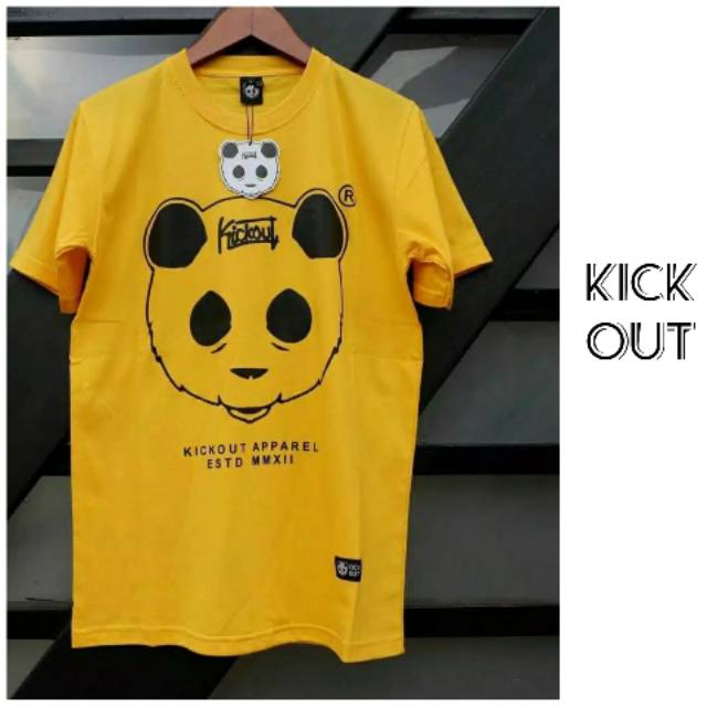 Kaos Distro  Perempuan Kick Out Panda  Yellow Baju  