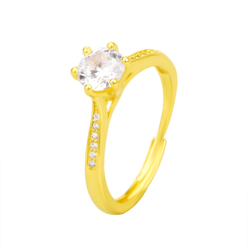 Cincin Lapis Emas Asli Kadar 375 Hias Berlian Adjustable Gaya Korea Untuk Wanita