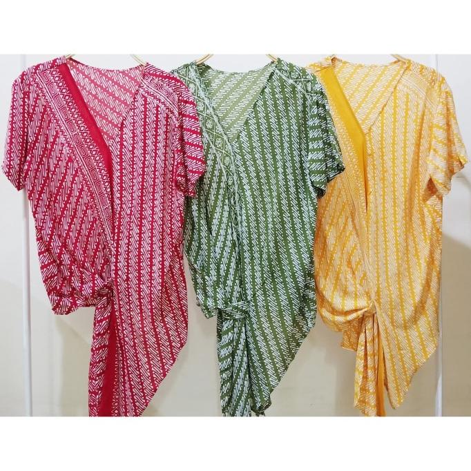 Periwinkle V-Neck Slip Batik Paris Ajeng Top 22240 Parang Series