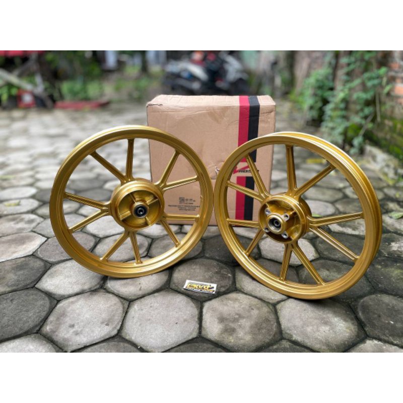 VELG V ROSSI COPY DAYTONA GP WHELL NOZ GOLD DEPAN BELAKANG UKURAN 160 185 RING 17 YAMAHA JUPITER Z F