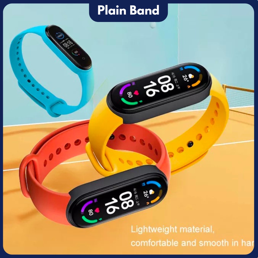 Plain Strap Mi Band 3 4 5 6 Strap Silicone Tali Pengganti Xiaomi Band 3 4 5 6