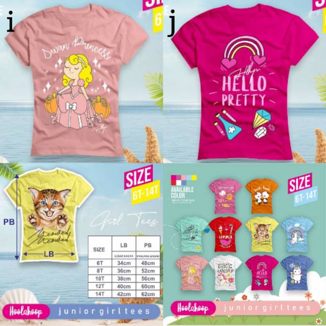 KAOS ANAK CEWE 5-14 TAHUN LENGAN PENDEK HOOLAHOOP