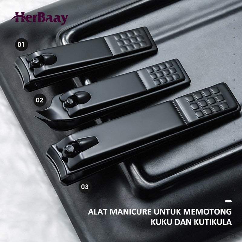 herbaay manicure pedicure set 12 pcs kit penghilang jerawat gunting kuku