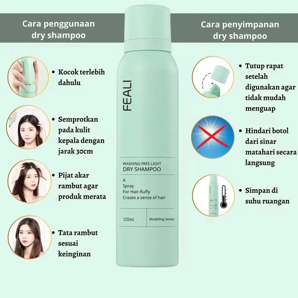 Dry Shampoo 150 ML Rambut Bervolume Antilepek Wangi Seharian/Semprotan Rambut kering