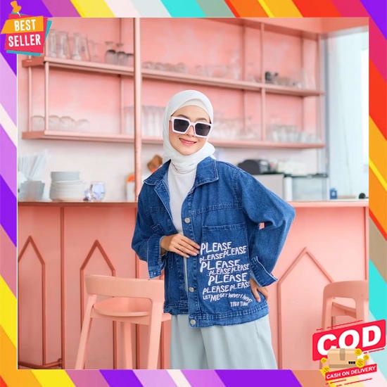 Jaket Jeans Kekinian Wanita Import Jins Levis Murah Denim Cewek J Fj6  Oversize Jaket Jeans Please