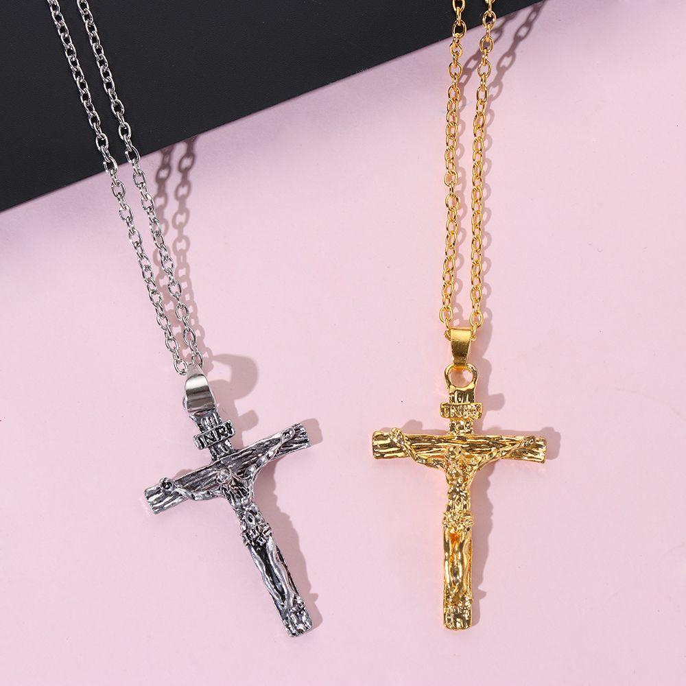 Top Salib Liontin Pria Liontin Pria Perhiasan Kalung Rock Punk Gothic Yesus