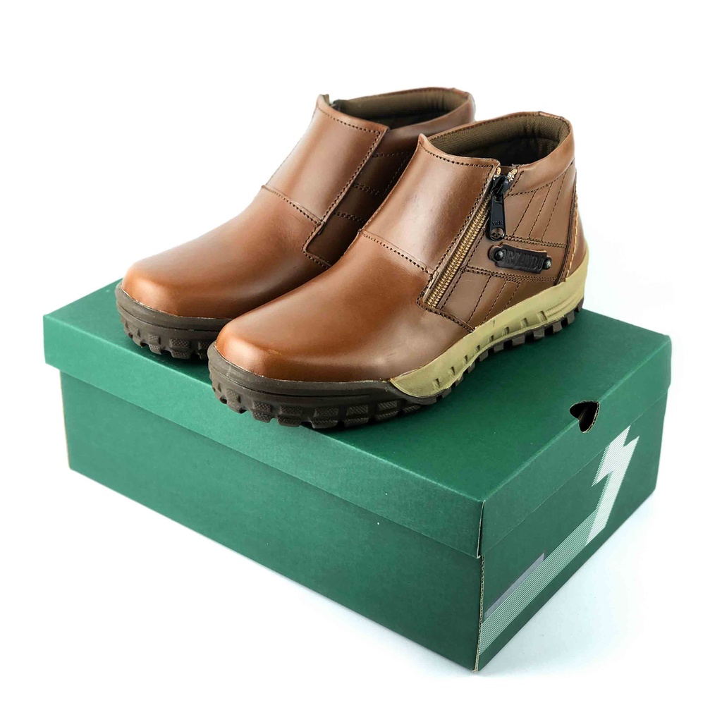 Sepatu Boots Pria Hitam Full Kulit Asli Model Distro ORL TAN