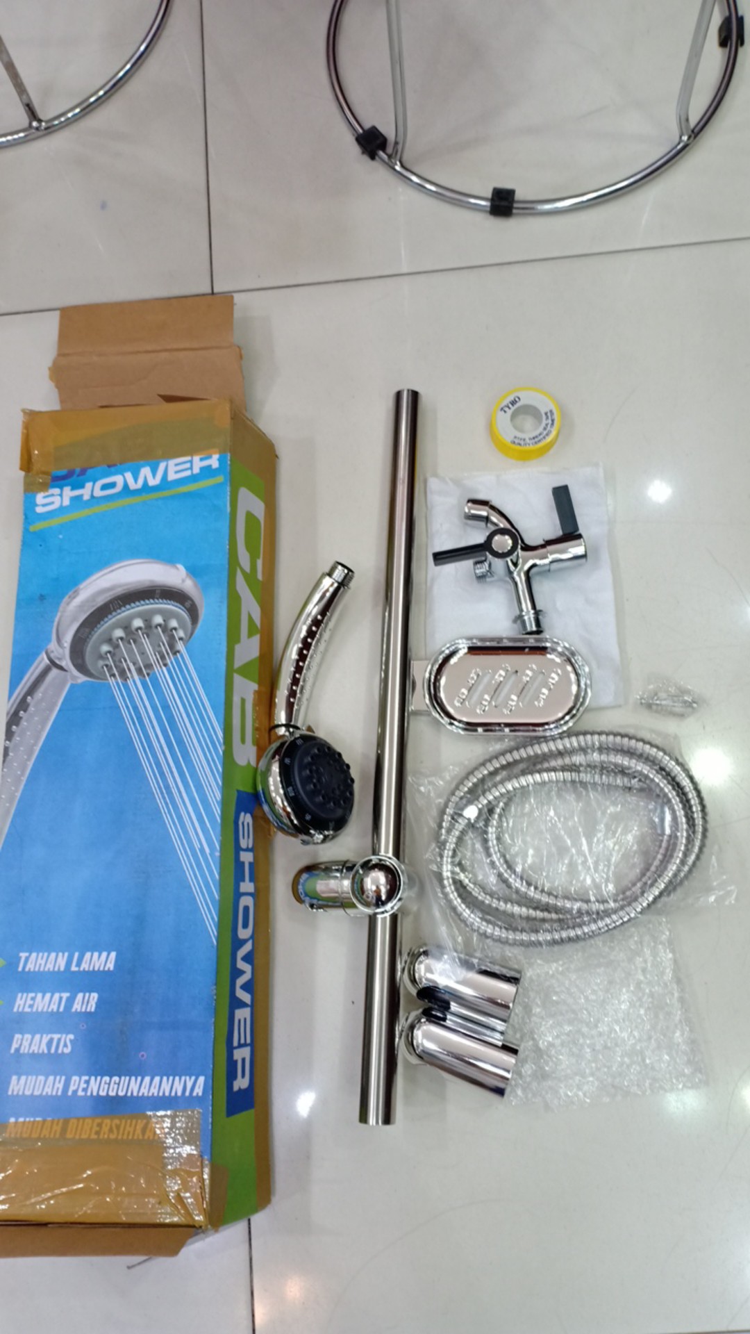 Paket Shower Tiang + Keran Dobel Shower