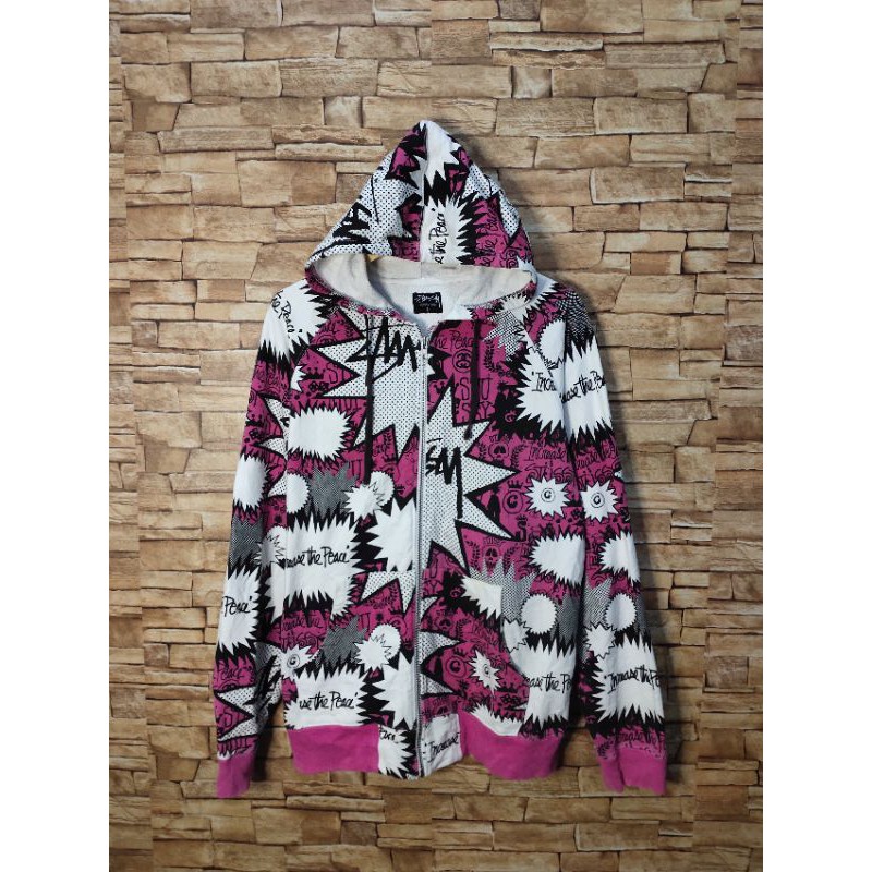 ZipHoodie Stussy 'Increase The Peace' Full Print