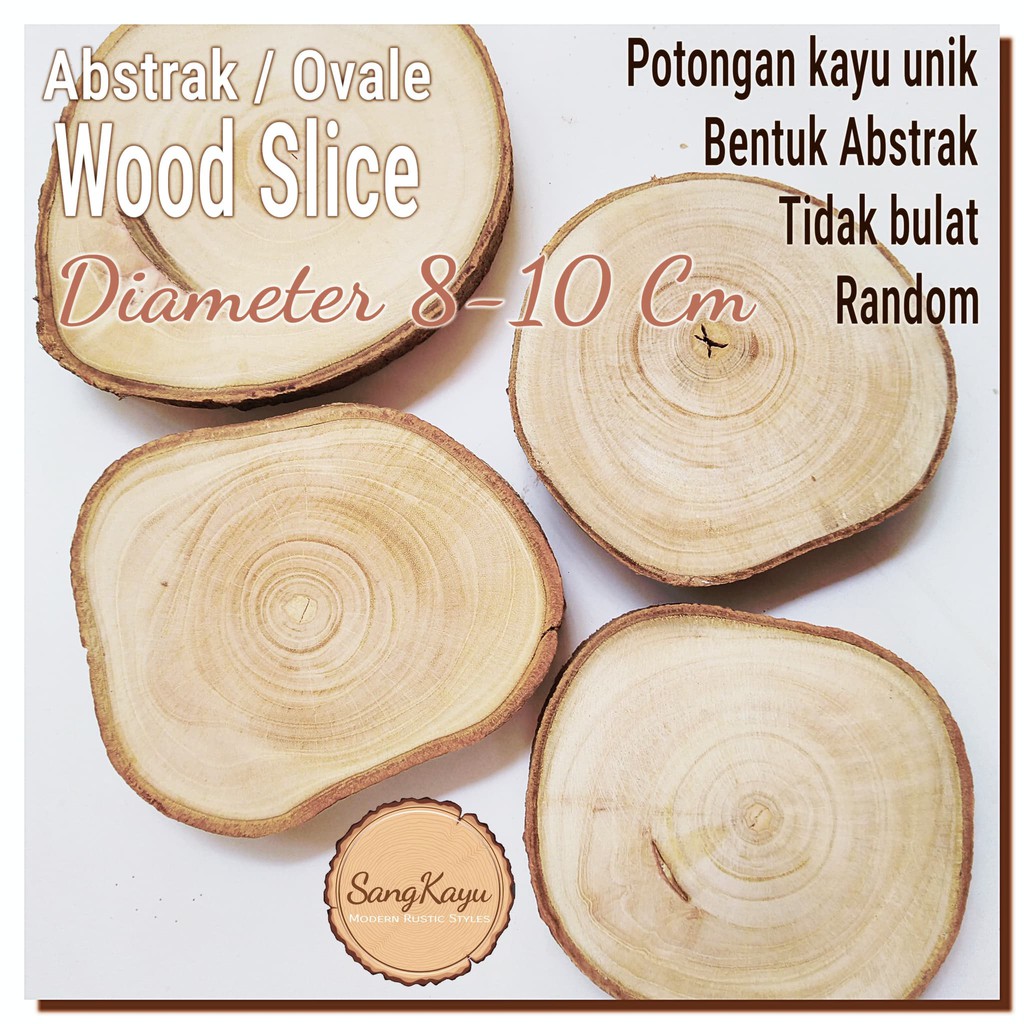 Abstract Wood Slice 8-10cm Potongan kayu unik abstrak tatakan coaster