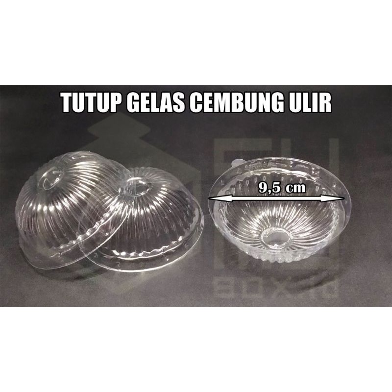 Tutup gelas ULIR bening cembung isi 10pcs / tutup gelas Oz cembung