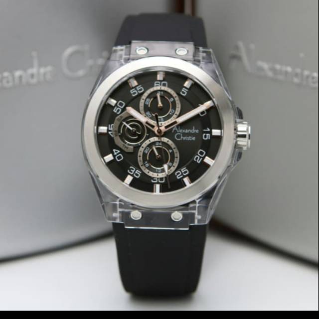 Jam pria ALEXANDRE CHRISTIE AC6546 HITAM RING SILVER
