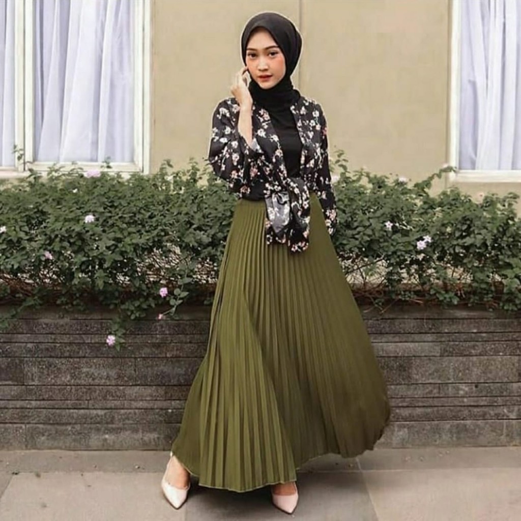 Rok Plisket Luvaline Plisket Panjang Pleated Skirt Flare Skirt Mayung Flowy Rempel