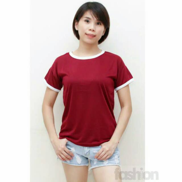 Kaos Ringger Tee Kombinasi | Kaos Wanita Cantik