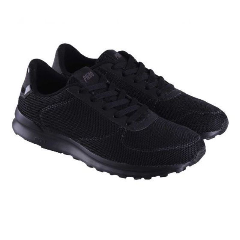 SEPATU PIERO CITY ALVARO ALL BLACK HITAM SNEAKERS