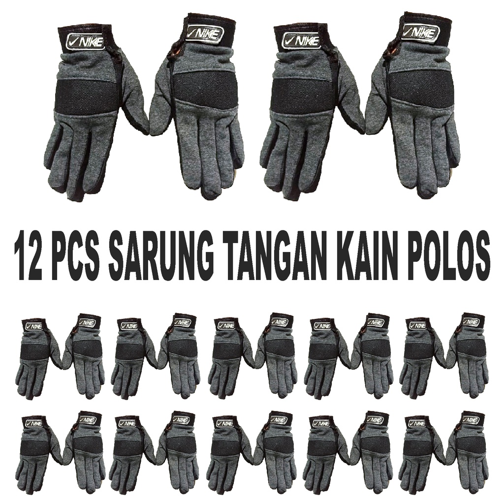 1 Lusin Sarung Tangan Kain Murah Panjang isi 12 / Sarung Tangan Motor Polos Full Jari Pria Wanita