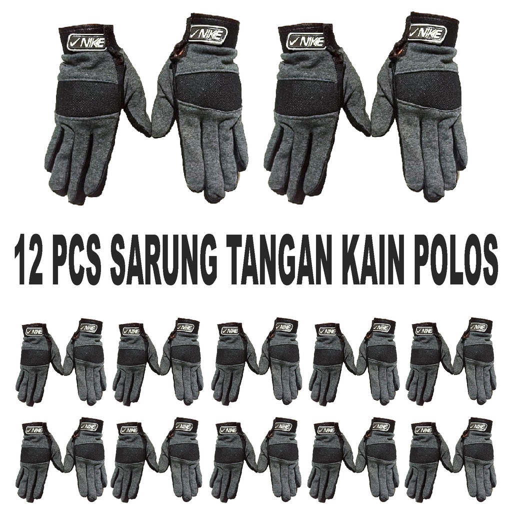 1 Lusin Sarung Tangan Kain Murah Panjang isi 12 / Sarung Tangan Motor Polos Full Jari Pria Wanita